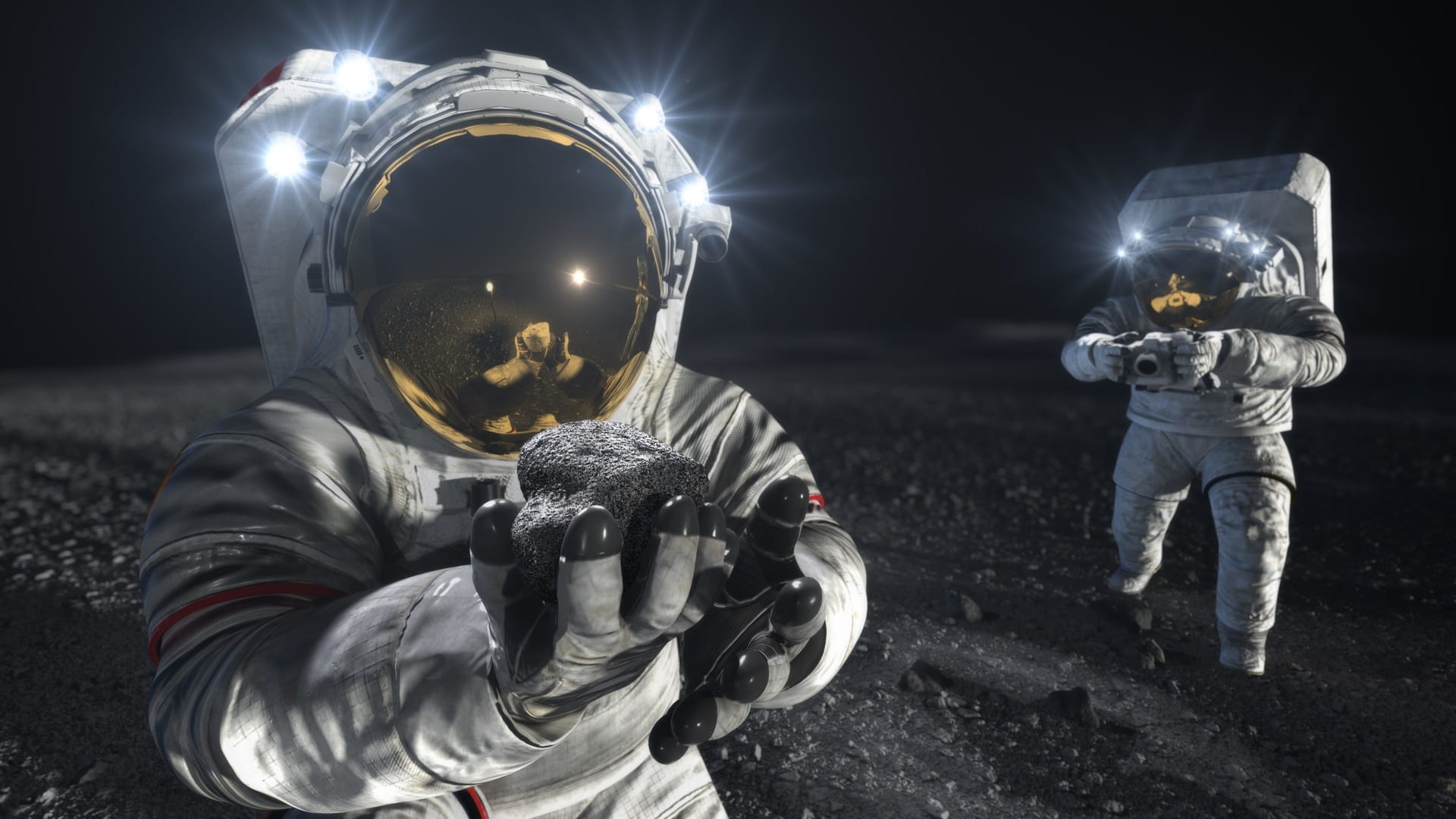 Astronauten auf dem Mond (künstlerische Darstellung): Die Nasa will 2025 wieder Menschen auf dem Mond landen lassen. Astronauten auf dem Mond (künstlerische Darstellung): Die Nasa will 2025 wieder Menschen auf dem Mond landen lassen.