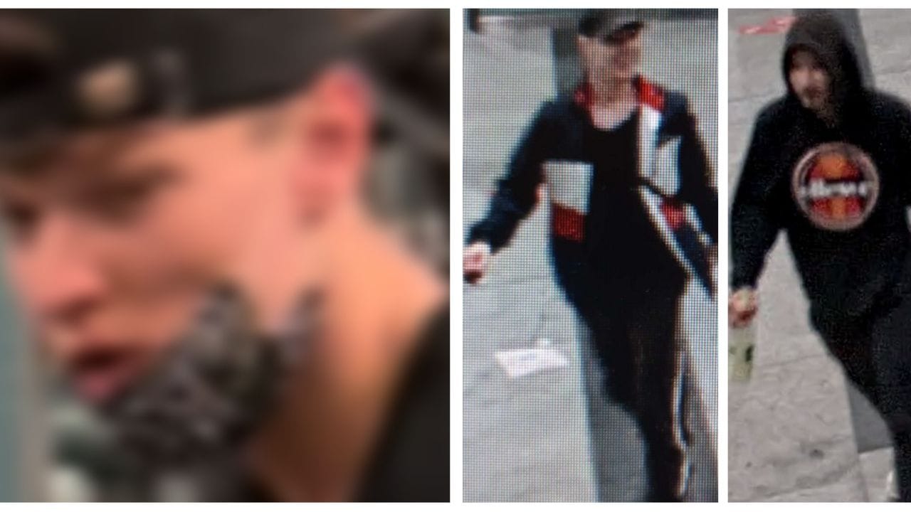 Die beiden Tatverdächtigen: Der eine Mann (m.) konnte auch aus der Nähe aufgenommen werden. Die beiden Tatverdächtigen: Der eine Mann (m.) konnte auch aus der Nähe aufgenommen werden.