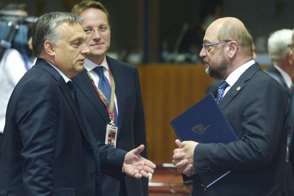 Schulz mit Ungarns Premier Viktor Orban (l.):