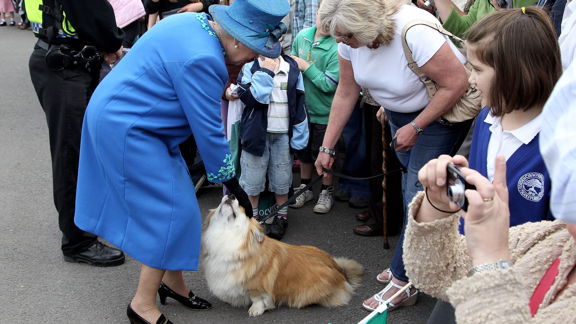 Bei einem Besuch in Wales im Jahr 2010: Auch fremde Corgis bekamen Streicheleinheiten von der Königin.
