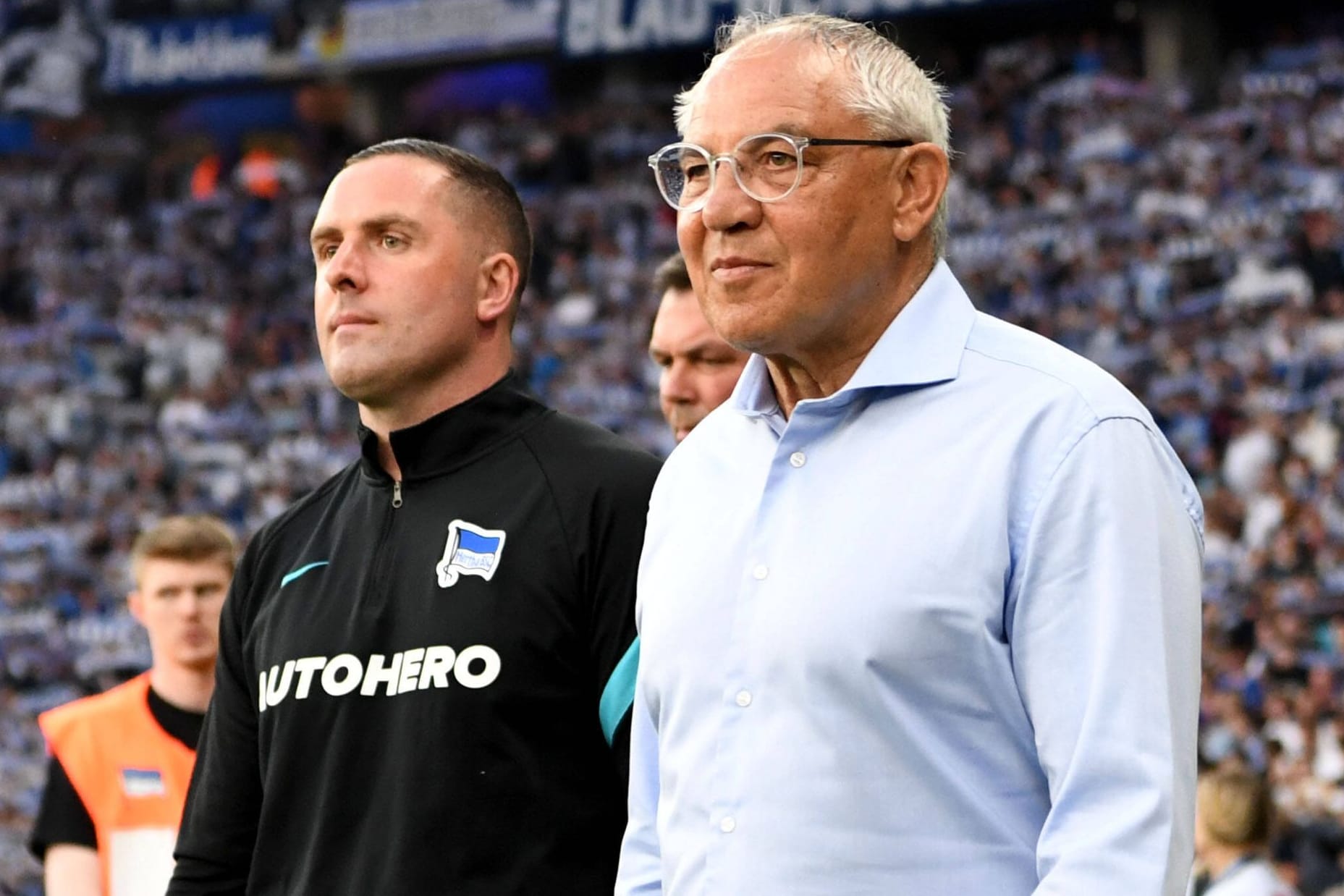 Mark Fotheringham (l.) neben Felix Magath: Das Duo rettete Hertha-BSC vor dem Abstieg.