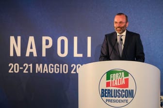 Manfred Weber bei einer Wahlkampfveranstaltung der italienischen Lega Nord (Archivbild): Silvio Berlusconi ist einer der führenden Köpfe der Rechtspopulisten.