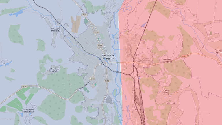 Kupjansk ist in zwei Hälften geteilt: den Westen kontrolliert die Ukraine, den Osten Russland.