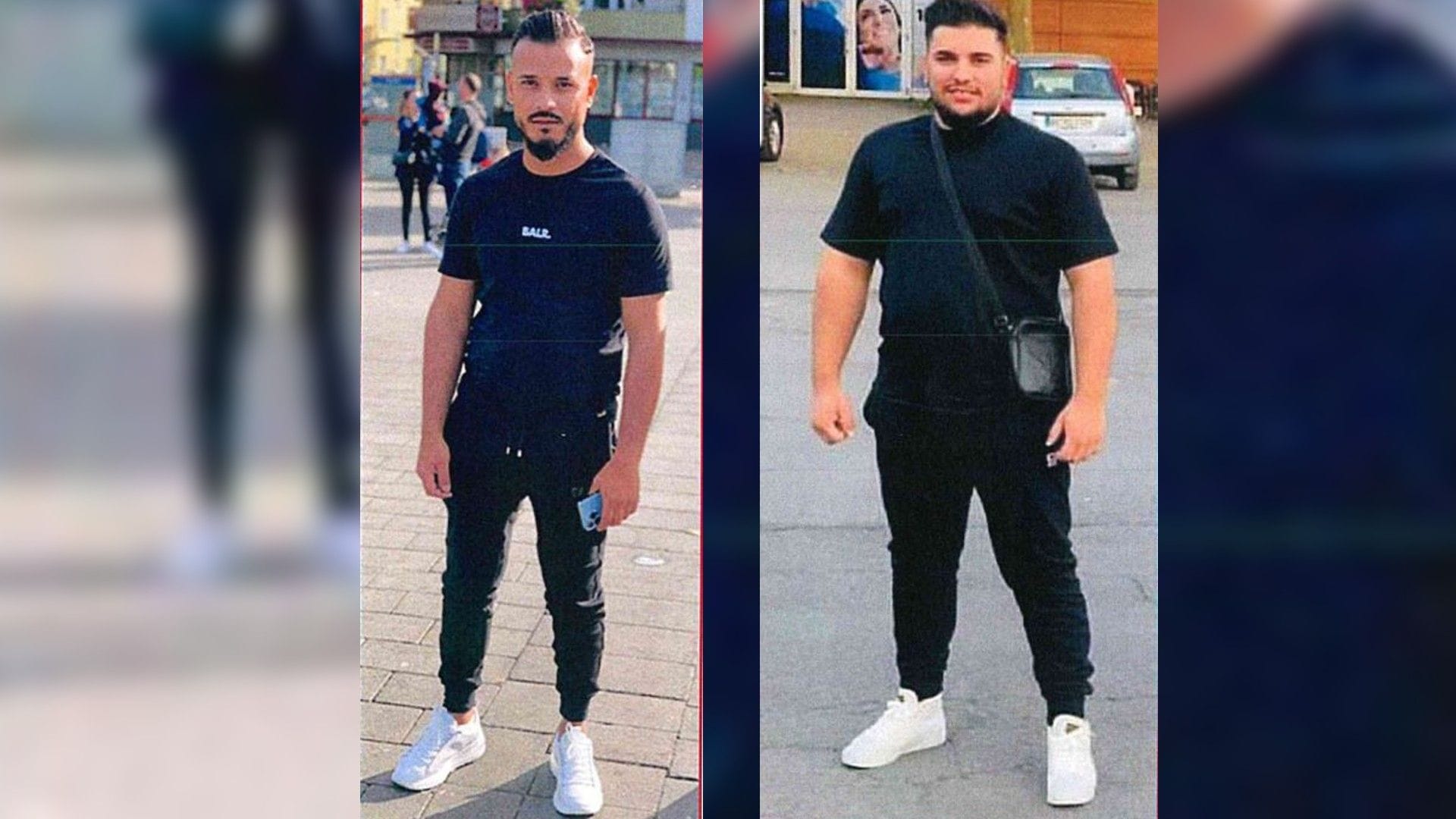 Das Fahndungsfoto der beiden mutmaßlichen Messerstecher: Die Polizei sucht die beiden Männer. Das Fahndungsfoto der beiden mutmaßlichen Messerstecher: Die Polizei sucht die beiden Männer.