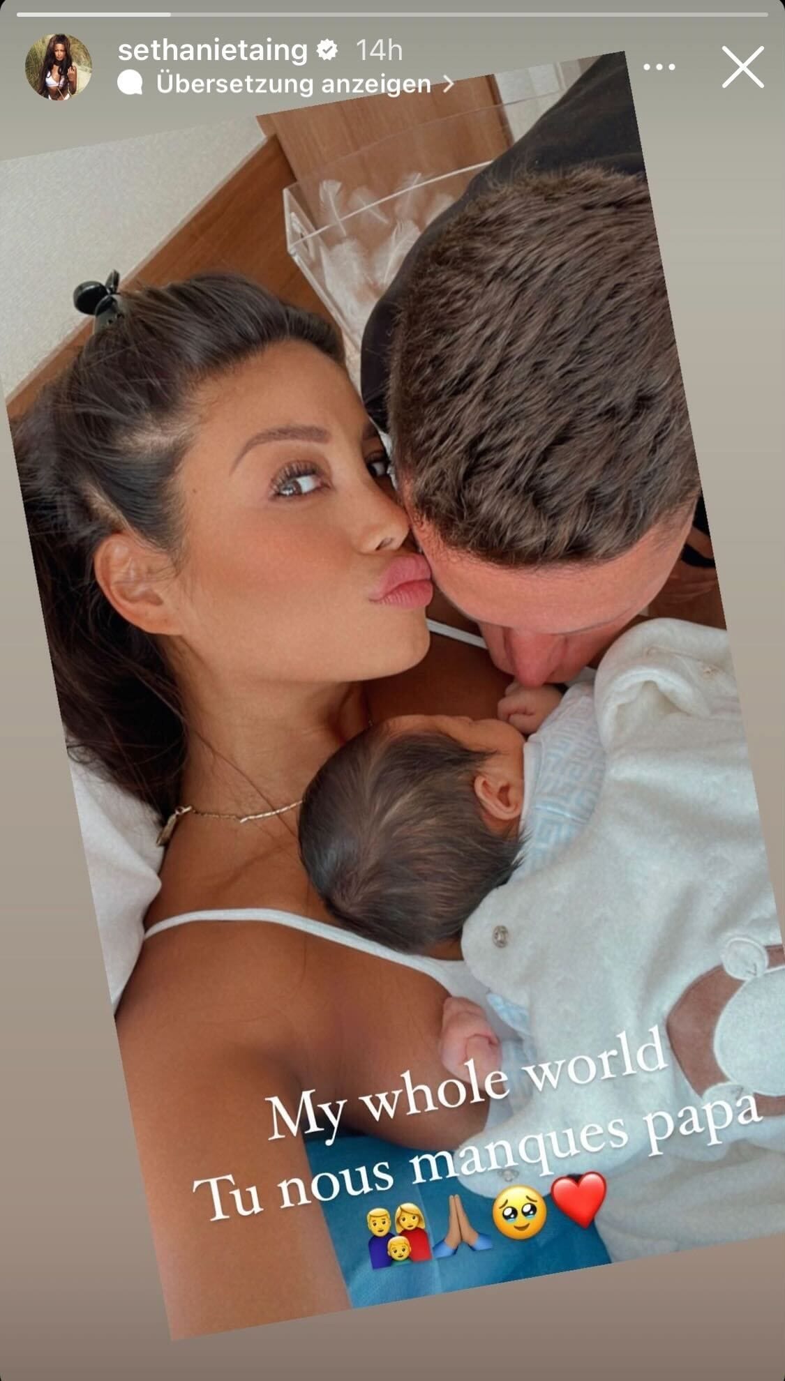 Sethanie und Julian kuscheln in dieser Instagramstory mit ihrem Kind.