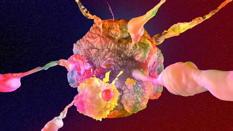 Ein 3D-Modell einer Krebszelle, die bereits mutiert ist.
