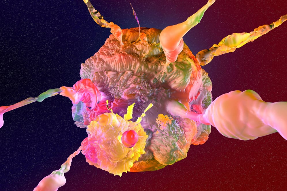 Ein 3D-Modell einer Krebszelle, die bereits mutiert ist.