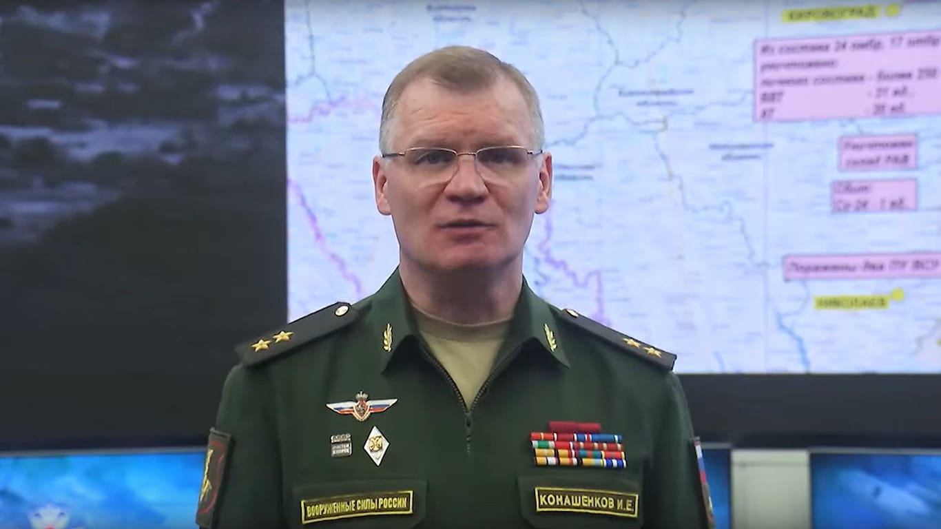 Videobriefing aus Moskau: Die Angaben des russischen Militärs lassen sich nicht unabhängig überprüfen.