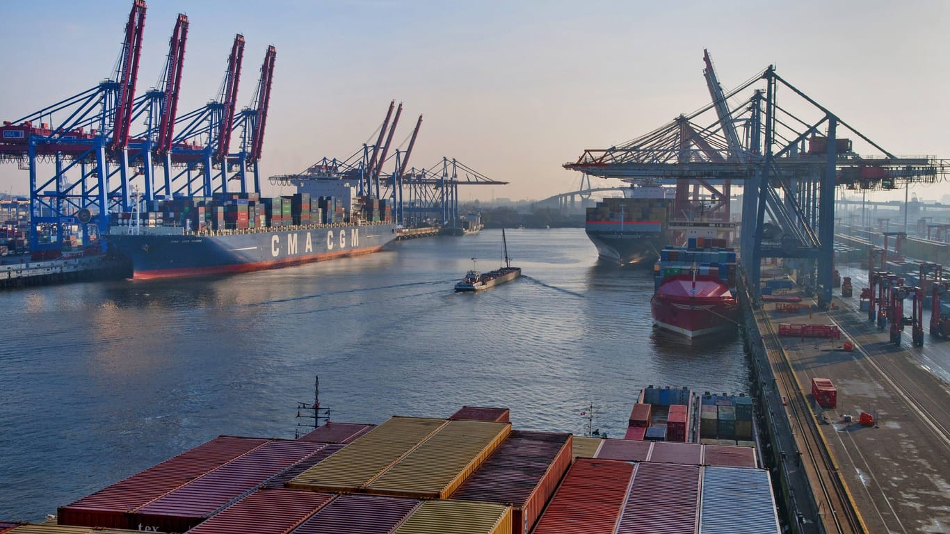 Containerschiffe im Hamburger Hafen: Ein Teil eines Terminals wird nun doch an eine chinesische Firma verkauft.
