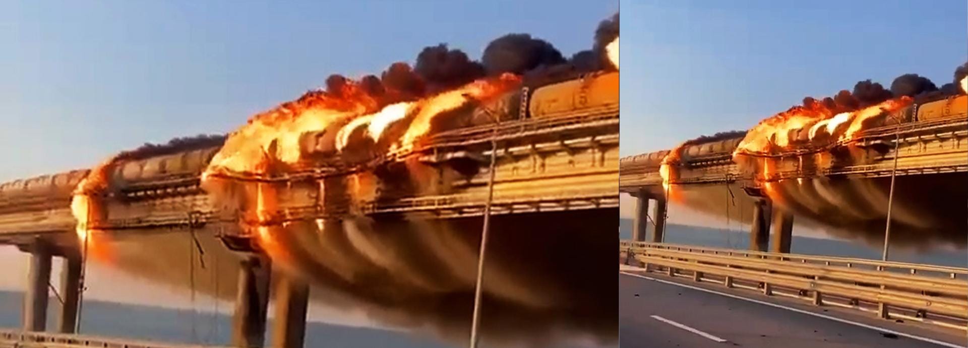Die Krim-Brücke steht in Flammen.