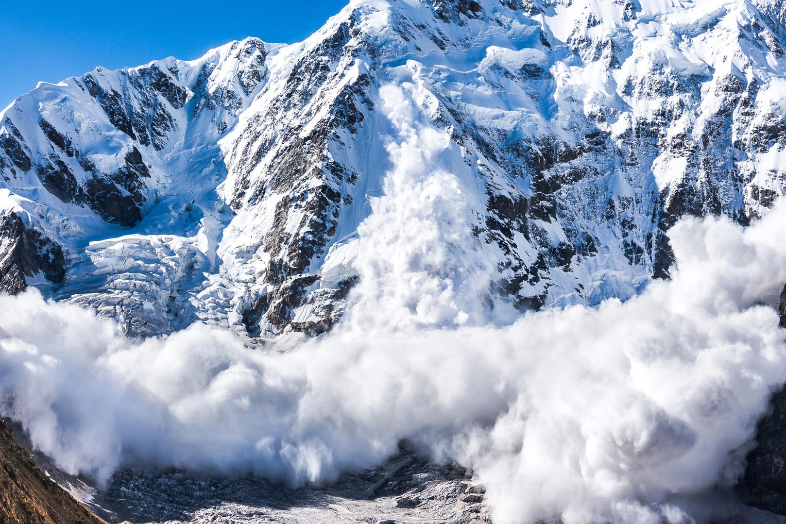 Power of nature. Avalanche in the Caucasus