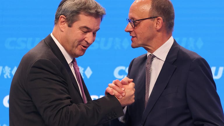 Friedrich Merz (r.) und Markus Söder: Die Vorsitzenden von CDU und CSU attackierten die Ampelregierung – von eigenen Problemen nicht die Spur.