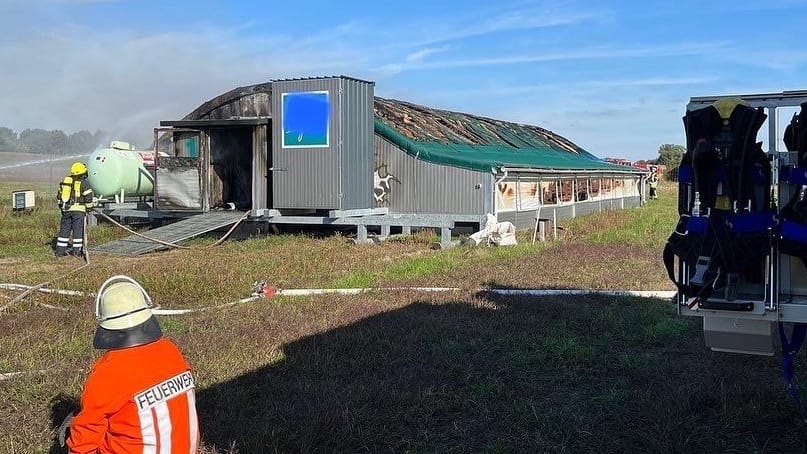 Der Stall stand in Vollbrand. Auslöser war vermutlich ein technischer Defekt. Der Stall stand in Vollbrand. Auslöser war vermutlich ein technischer Defekt.