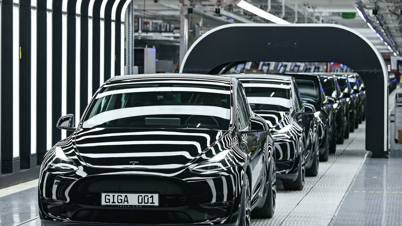 Tesla-Produktion in der Gigafactory Grünheide: Tesla hat im vergangenen Quartal einen Rekord bei seinen Auslieferungen aufgestellt.