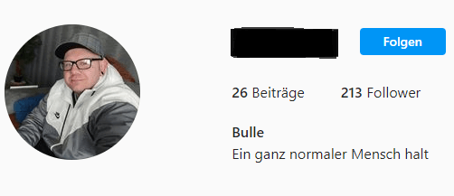 Der User bezeichnet sich auf Instagram so: "Ein ganz normaler Mensch halt".