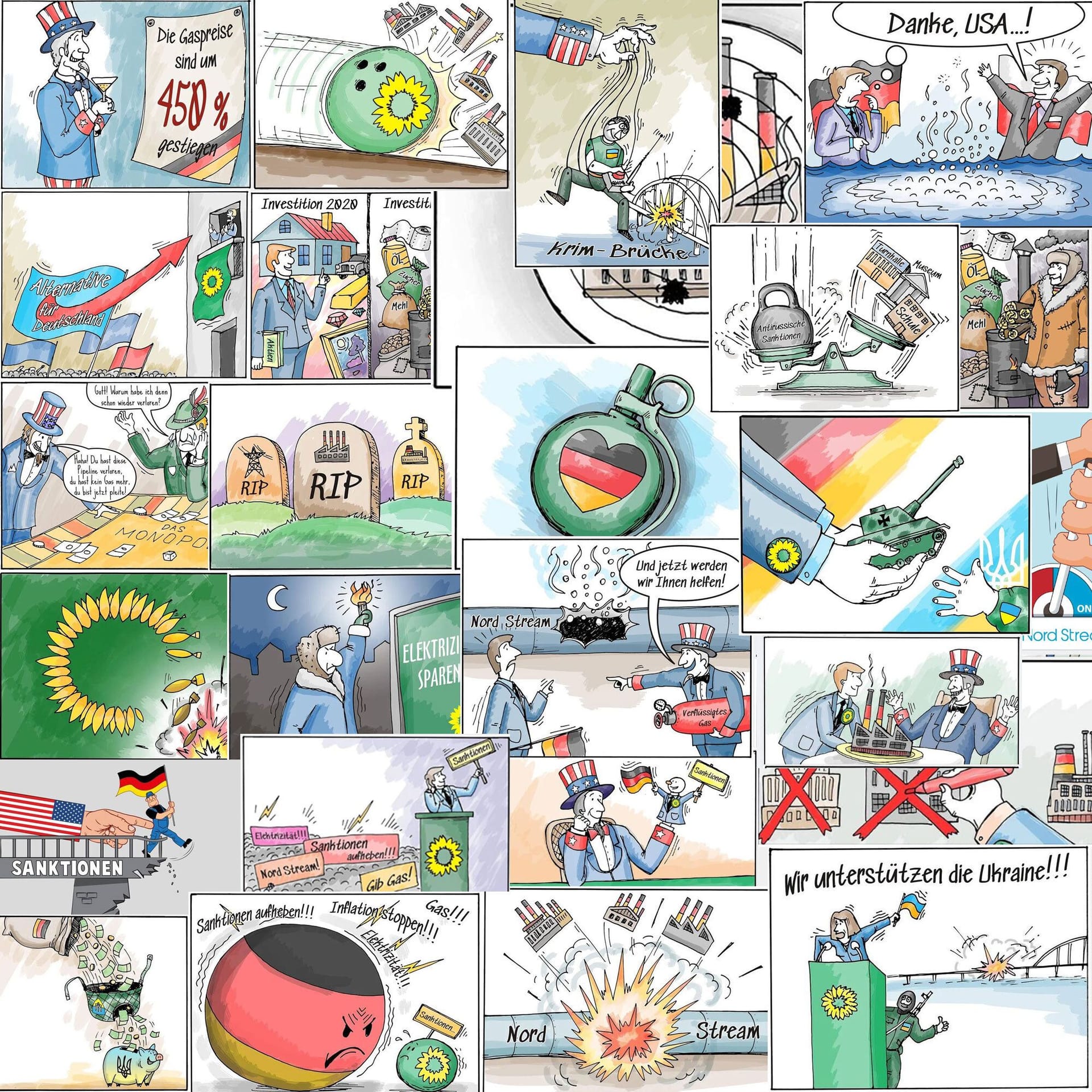 Karikaturen aus russischer Produktion: Mehr als 40 hat t-online bisher finden können.