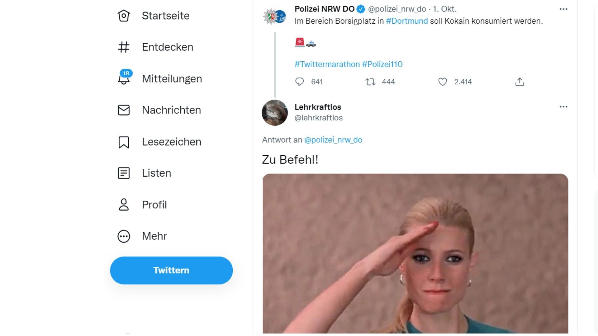 Der Tweet der Polizei und die Reaktionen: Viele User verstanden die Beamten absichtlich falsch. Der Tweet der Polizei und die Reaktionen: Viele User verstanden die Beamten absichtlich falsch.
