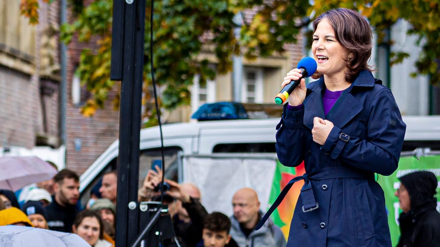 Annalena Baerbock: Die Außenministerin spricht bei einer Wahlkampfveranstaltung von Bündnis 90/Die Grünen in Hannover.