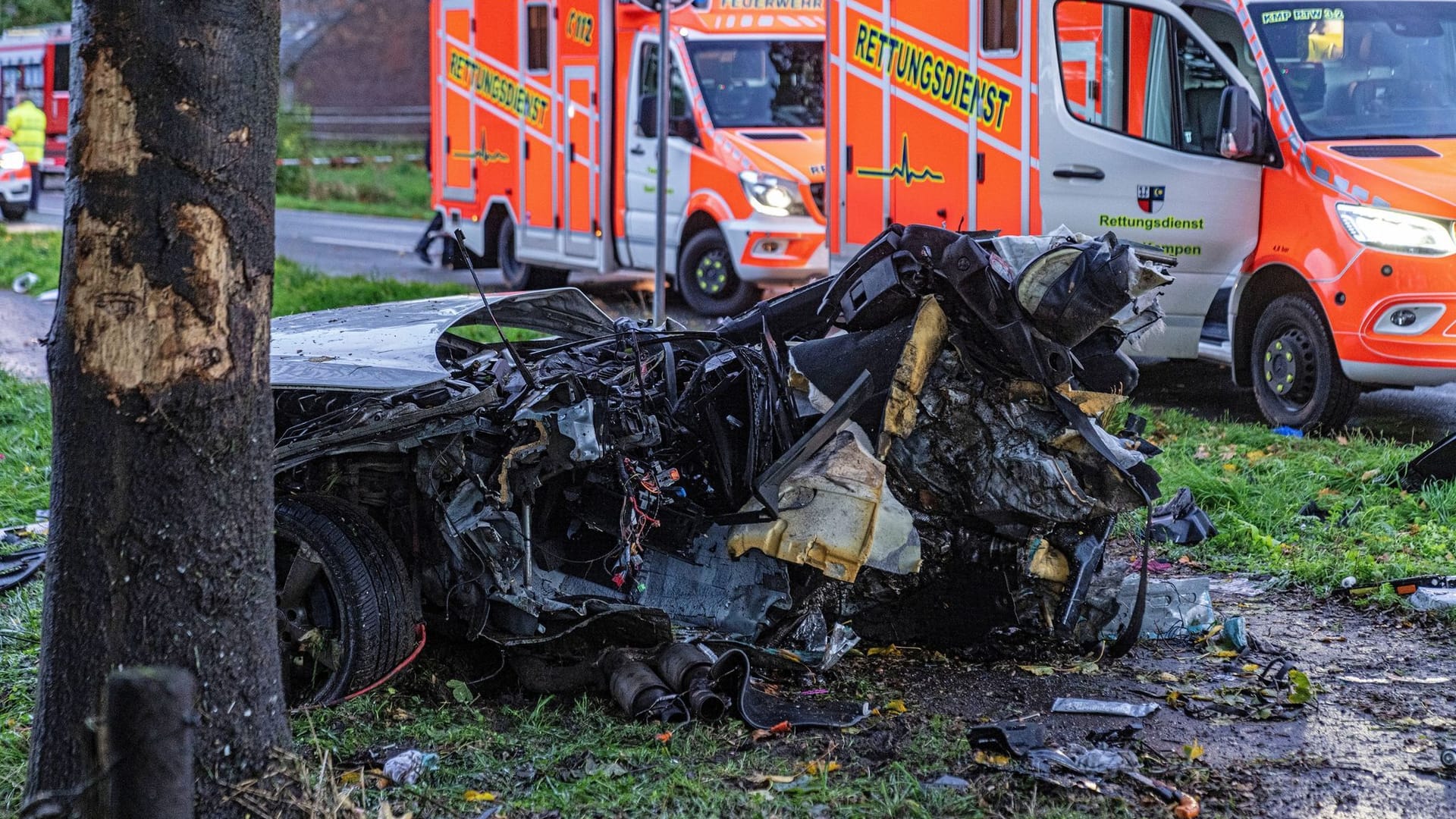 Auto prallt gegen Baum Auto prallt gegen Baum