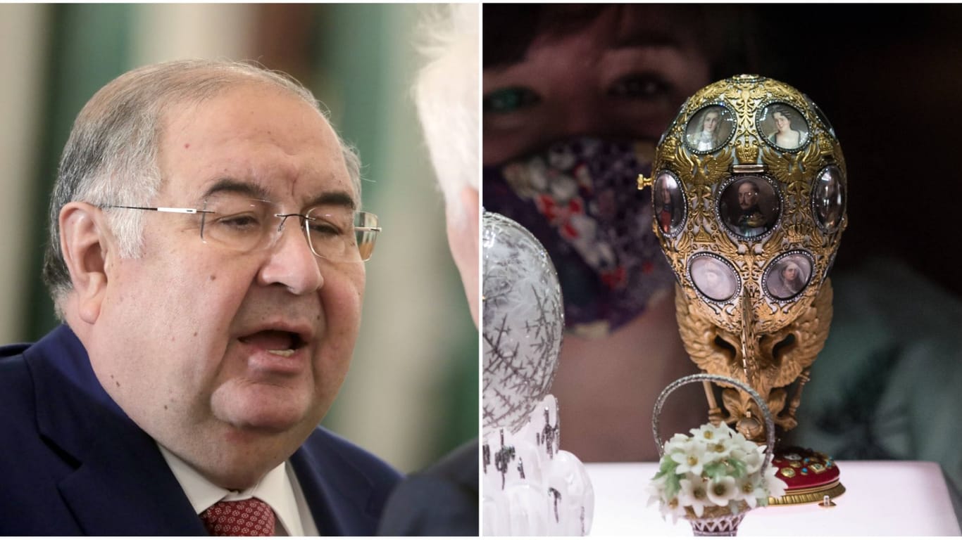 Ein echtes Fabergé-Ei, wie rechts zu sehen, war es nicht, das bei Alischer Usmanow in der Villa gefunden wurde (Archiv/Symbol): Darin stimmen der Milliardär, ein Experte und die Staatsanwaltschaft inzwischen überein.