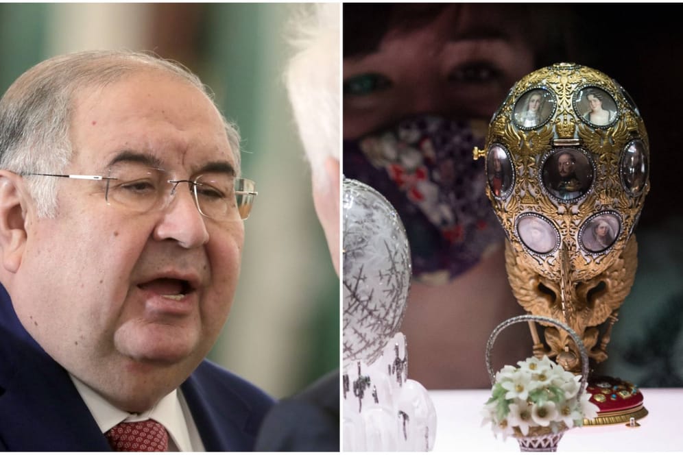 Ein echtes Fabergé-Ei, wie rechts zu sehen, war es nicht, das bei Alischer Usmanow in der Villa gefunden wurde (Archiv/Symbol): Darin stimmen der Milliardär, ein Experte und die Staatsanwaltschaft inzwischen überein.