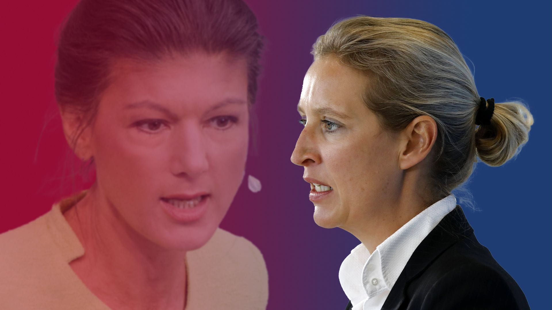 Linke-Politikerin Sahra Wagenknecht (l.) und AfD-Chefin Alice Weidel: ahnliche Themen, ähnliche Wähler.