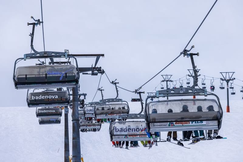 Wintersportler sitzen in Sessellift-Gondeln: Die Preise für die Liftkarten steigen um teils zehn Prozent.