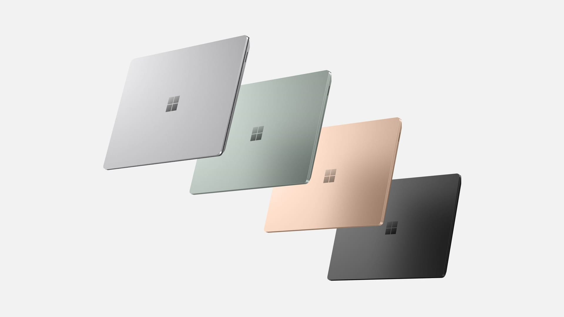 Microsoft Surface Laptop 5: Neben den bekannten Farben Platin, Mattschwarz und Sandstein ist Salbei dazugekommen.