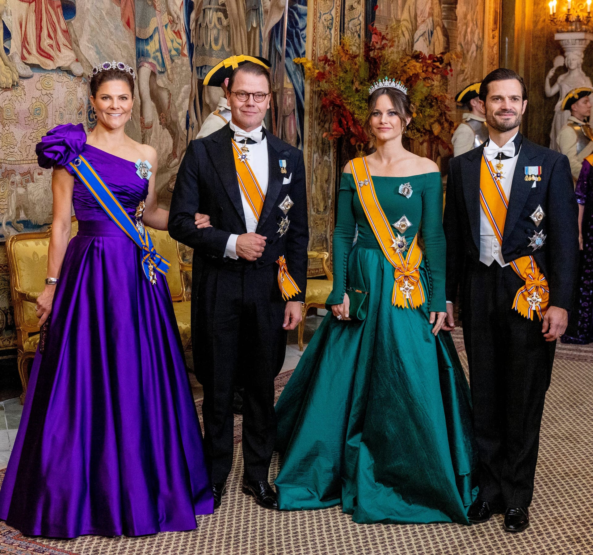 11. Oktober 2022: Prinzessin Victoria, Prinz Daniel, Prinzessin Sofia und Prinz Carl Gustaf beim Staatsbankett.