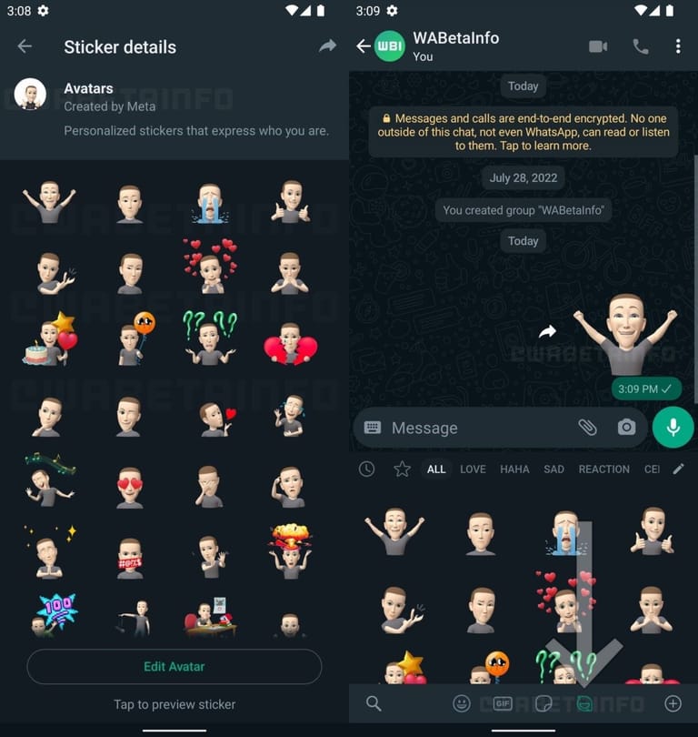 Avatar-Emojis in der WhatsApp-Betaversion: Für jeden Anlass gibt es automatisch erstellte Avatare.