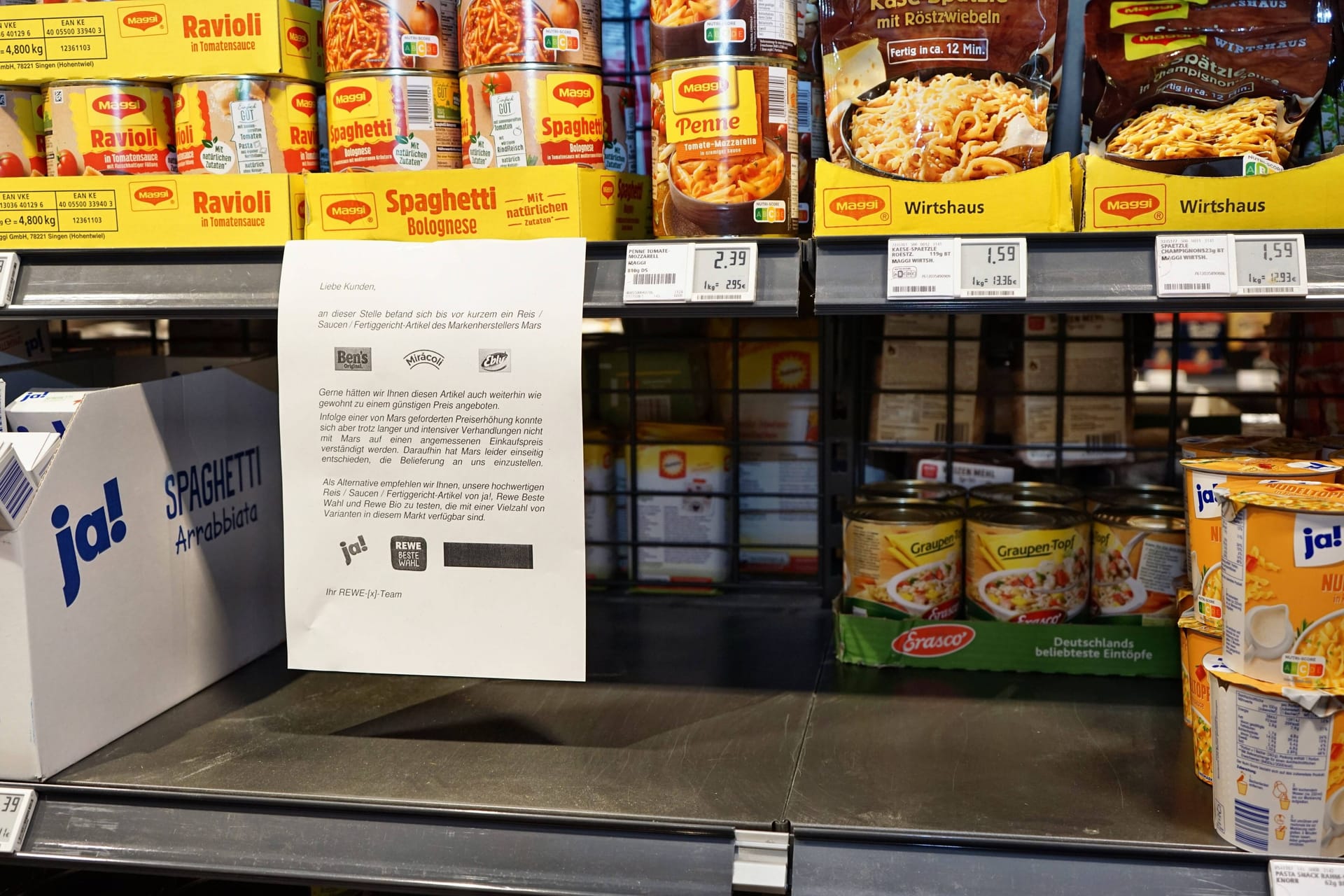 Lieferstopp: Etwa bei Rewe und Edeka gibt es derzeit keine Mars-Produkte mehr.