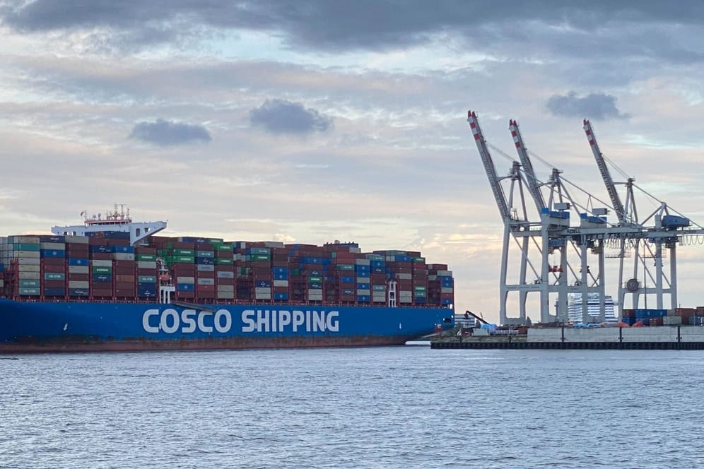 Ein Schiff der Reederei Cosco am Terminal Tollerort: Hier will das Unternehmen einsteigen.