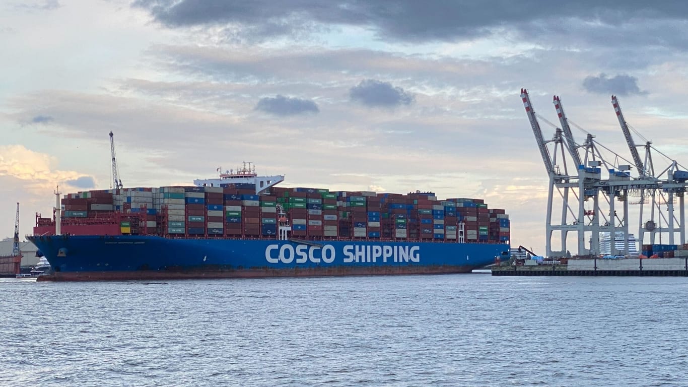 Ein Schiff der Reederei Cosco am Terminal Tollerort: Hier will das Unternehmen einsteigen.