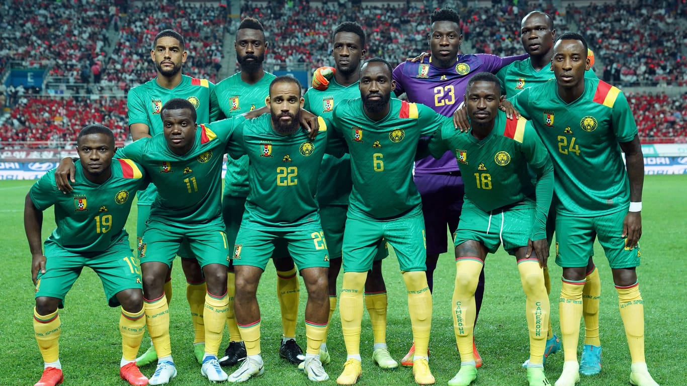 Die Nationalmannschaft Kameruns im September vor dem Freundschaftsspiel gegen Südkorea.