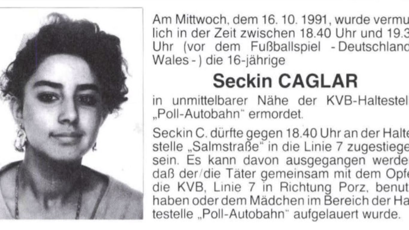 Ein Flugblatt mit dem Gesicht von Seckin Caglar (Archivbild): Vor mehr als 30 Jahren wurde die damals 16-Jährige getötet.