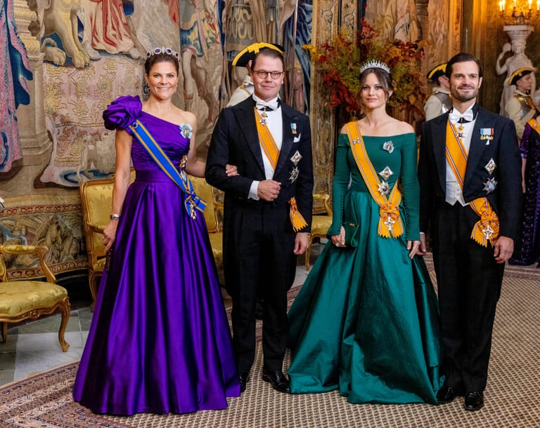 Auch Kronprinzessin Victoria, Prinz Daniel, Prinz Carl Philip und Prinzessin Sofia nahmen am Staatsbankett teil.