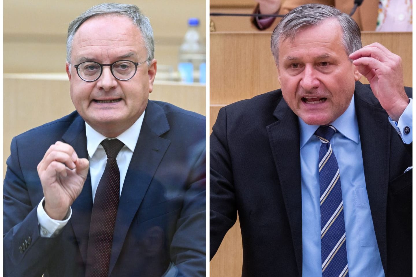 Andreas Stoch (links, SPD) und Hans-Ulrich Rülke (FDP): Sie kritisieren Innenminister Thomas Strobl (CDU) scharf.
