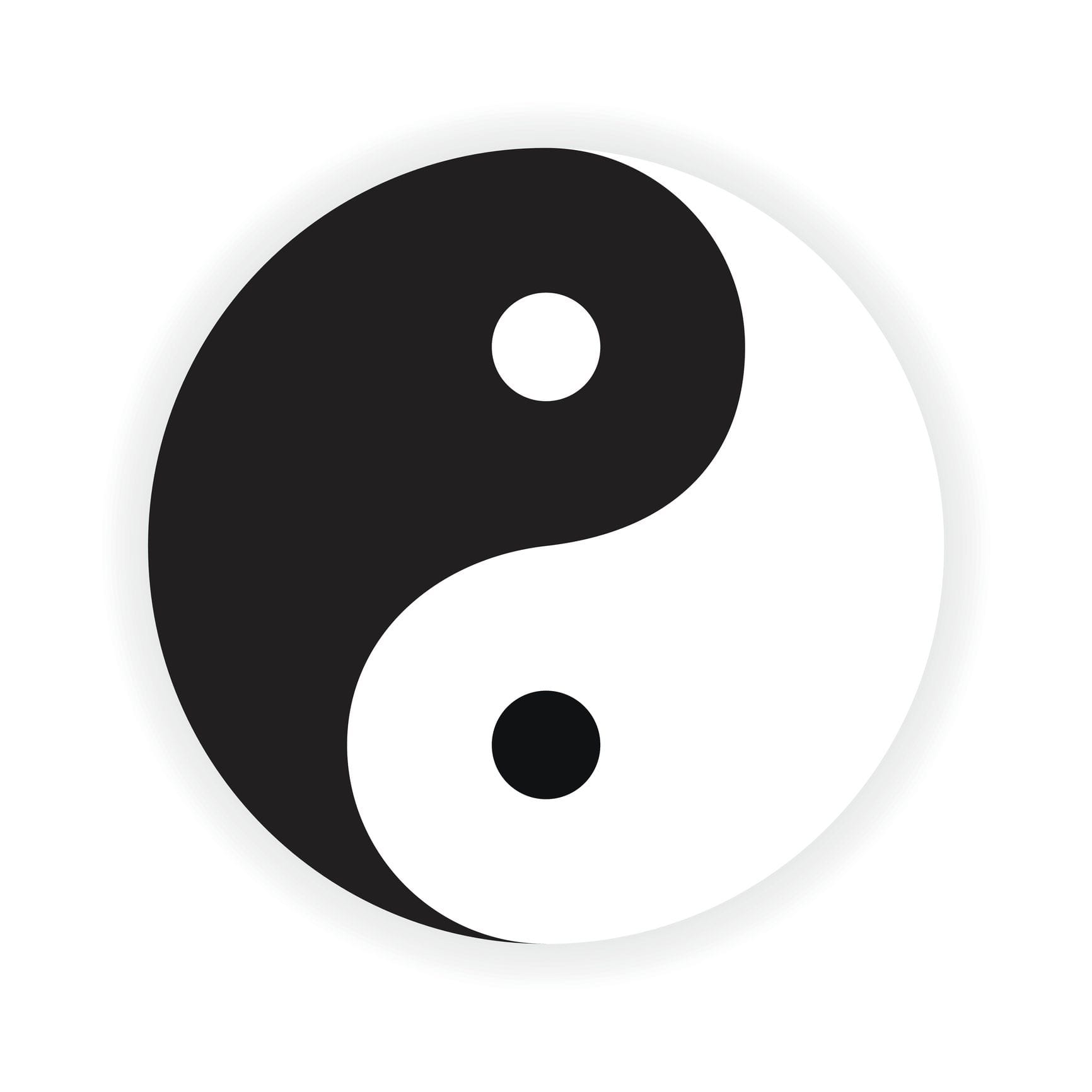 Die weibliche schwarze Seite (Yin) steht für das passive und die männliche weiße Seite (Yang) für das aktive.