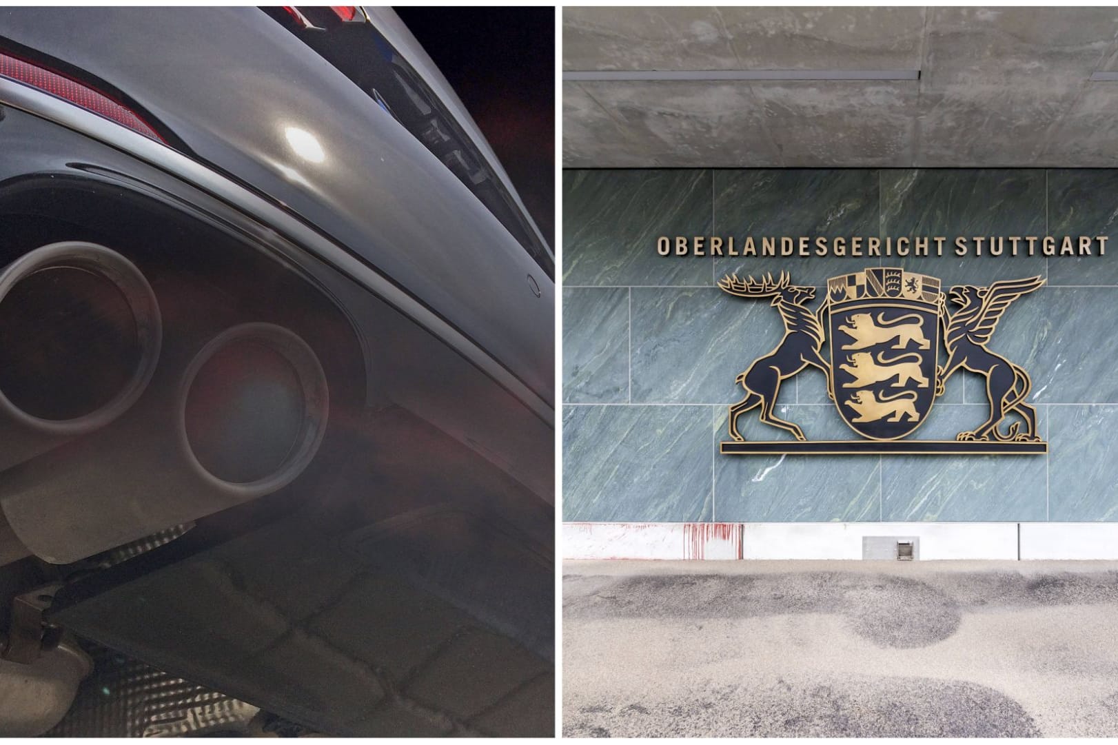 Ein Auto pustet Abgase (Symbolbild): Am OLG Stuttgart gibt es wegen des Dieselskandals eine Flut von Klagen.