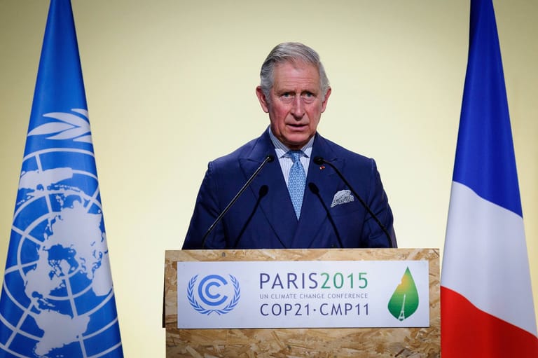 Hier ist König Charles III. 2015 beim Klimagipfel in Frankreich zu sehen.