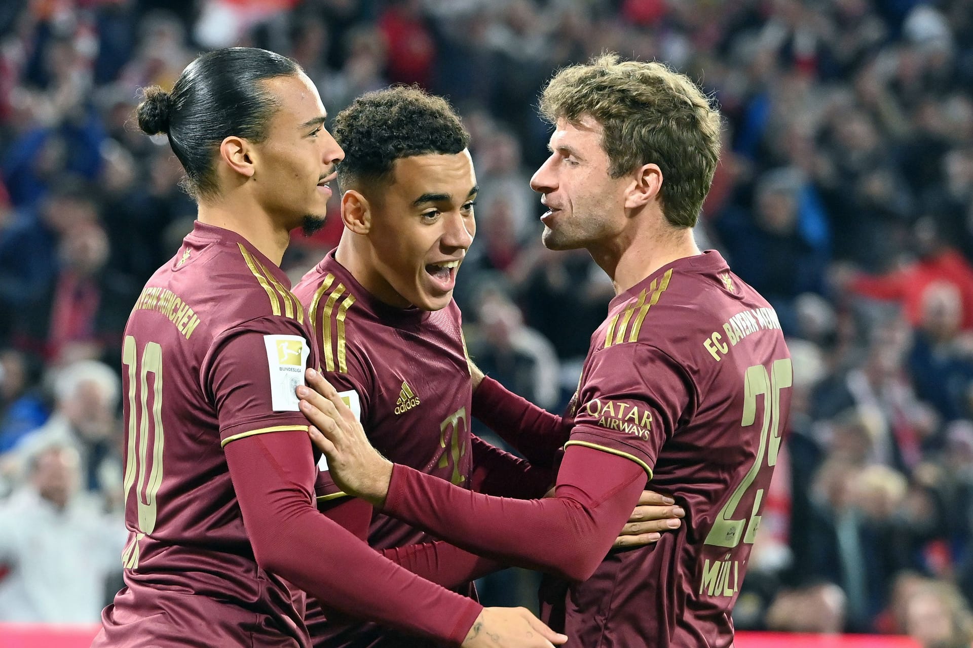 Leroy Sáne, Jamal Musiala und Thomas Müller: Die Bayern konnten einen Sieg gegen Leverkusen einfahren.