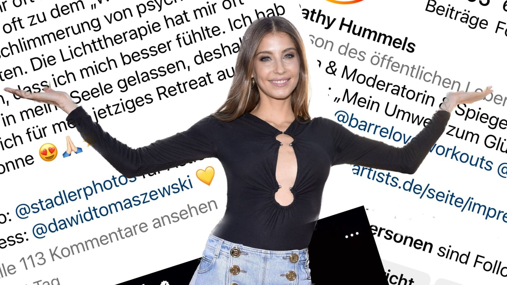 Cathy Hummels vor ihren Instagram-Posts: Auf der Plattform macht sie dreist Eigenwerbung, findet unsere Kolumnistin.