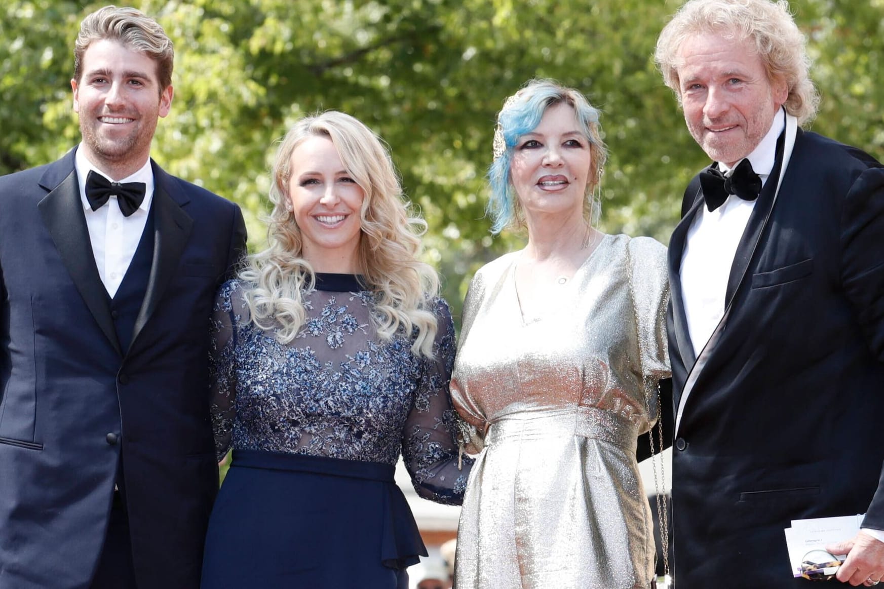 Eröffnung der Richard-Wagner-Festspiele in Bayreuth 2018: Roman Gottschalk mit Frau Melissa sowie Thea und Thomas Gottschalk.