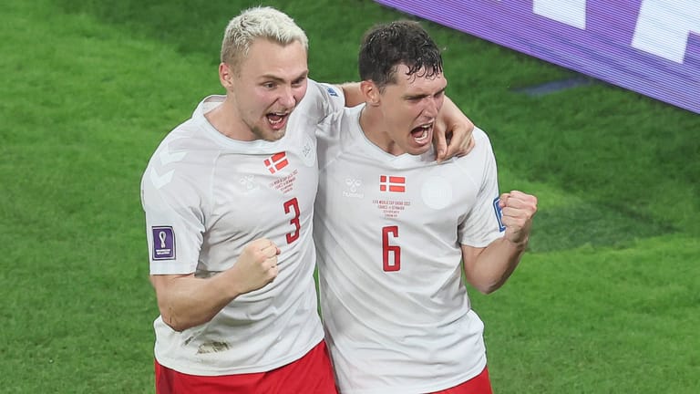 Andreas Christensen (r.): Der Abwehrspieler erzielt den Ausgleich für Dänemark gegen Frankreich.