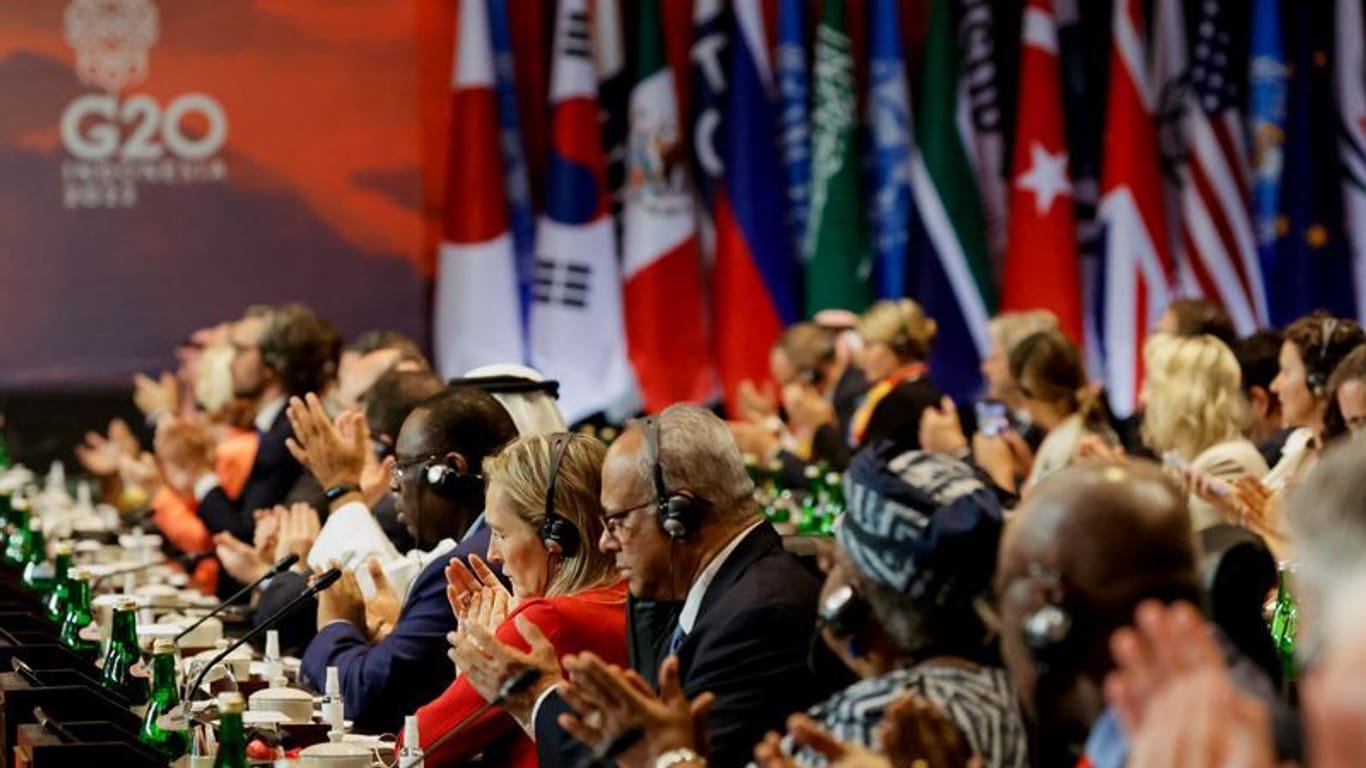 Delegierte beim G20-Gipfel auf Bali: Schon am ersten Gipfeltag stand der Entwurf der Abschlusserklärung.