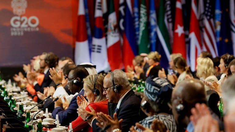 Delegierte beim G20-Gipfel auf Bali: Schon am ersten Gipfeltag stand der Entwurf der Abschlusserklärung.