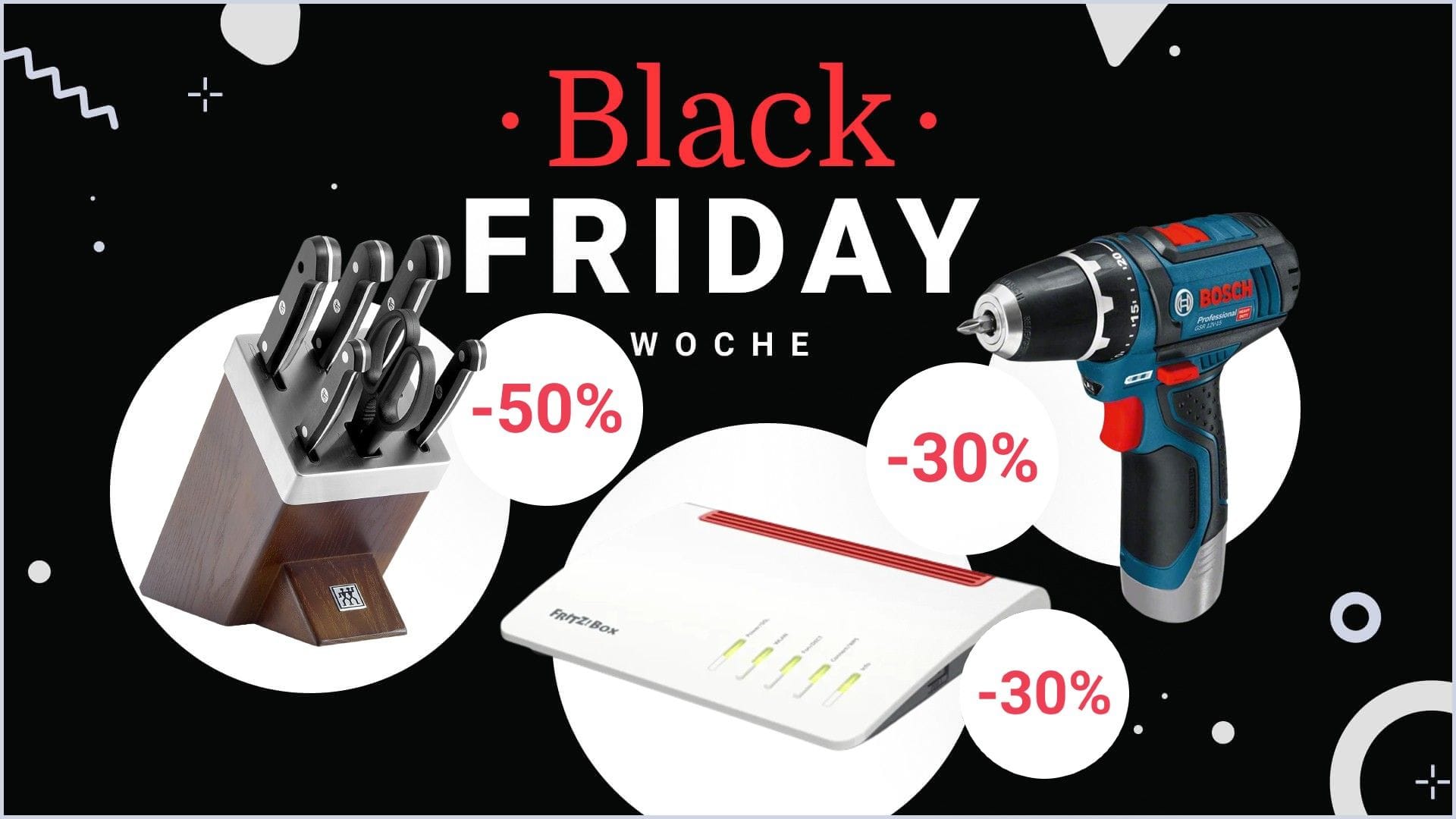 Black Friday Woche 2022: Das sind die besten Angebote von AVM, Bosch Professional und Zwilling.