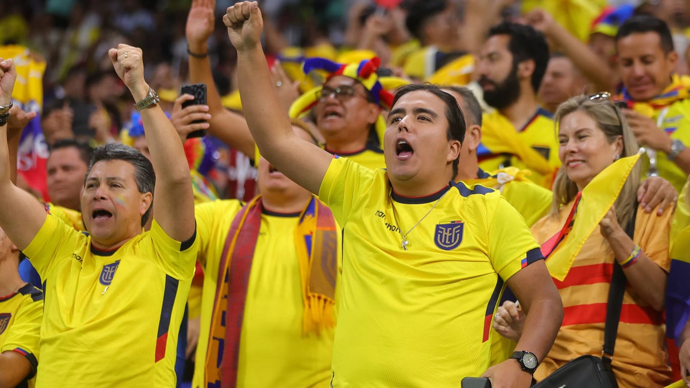 In Feierlaune: Ecuador-Fans während des WM-Eröffnungsspiels gegen Katar.
