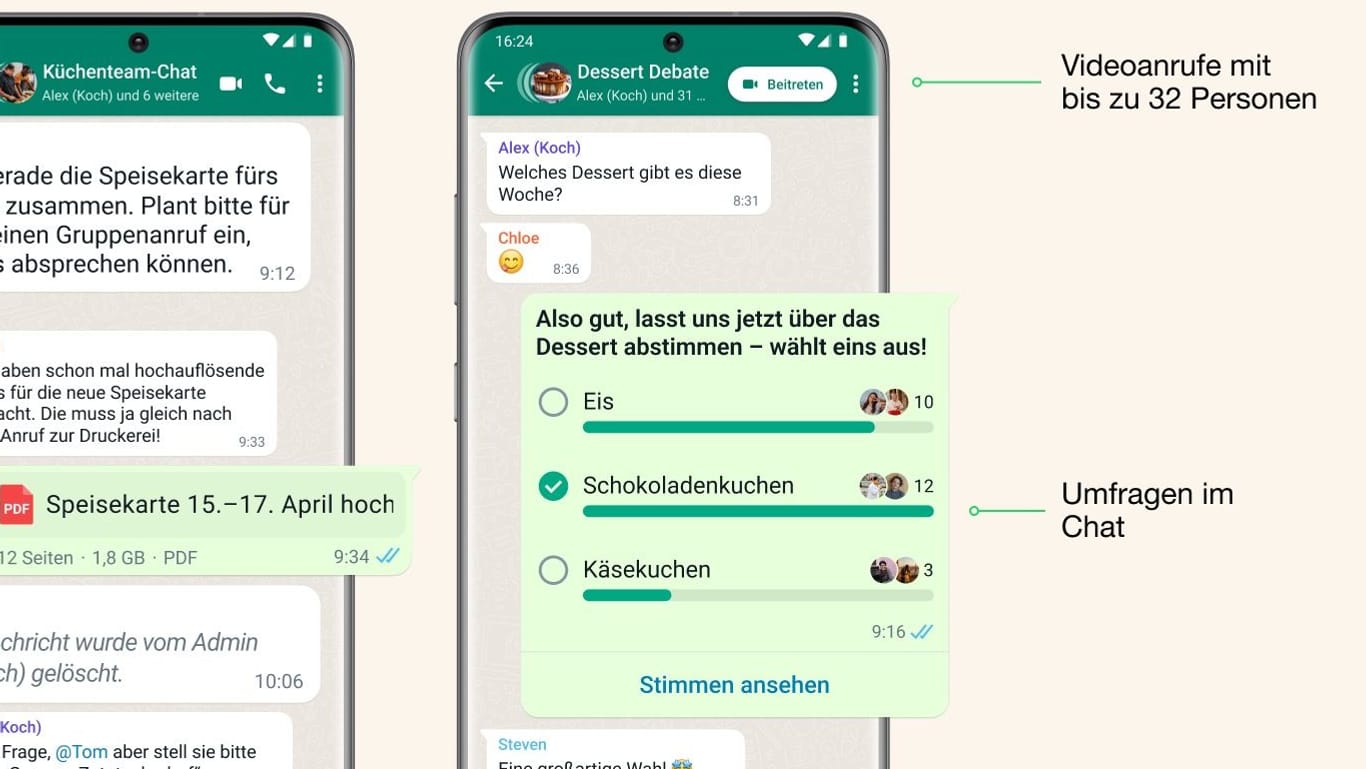 Neue Funktionen bei WhatsApp: Nutzer können jetzt unter anderem Umfragen in Chats und Gruppen erstellen.