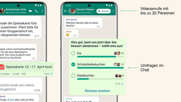 Neue Funktionen bei WhatsApp: Nutzer können jetzt unter anderem Umfragen in Chats und Gruppen erstellen.